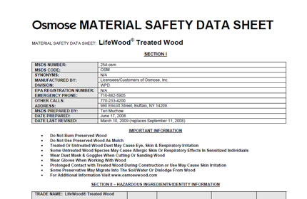 LifeWood MSDS